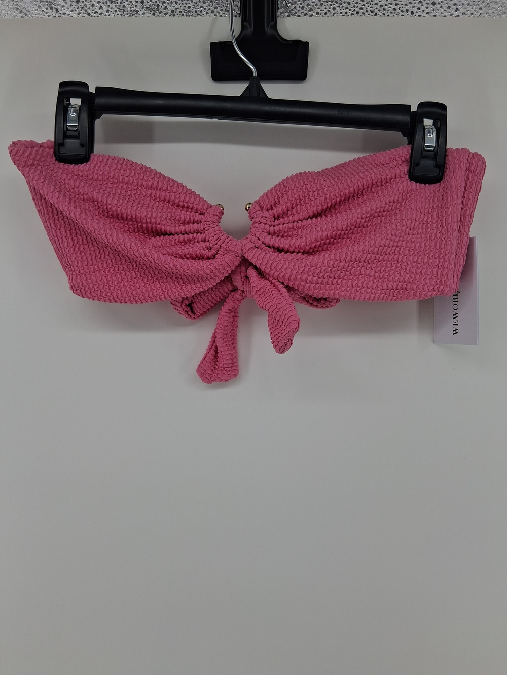 WeWoreWhat Rose Pink Tie-Front Bandeau Bikini Top